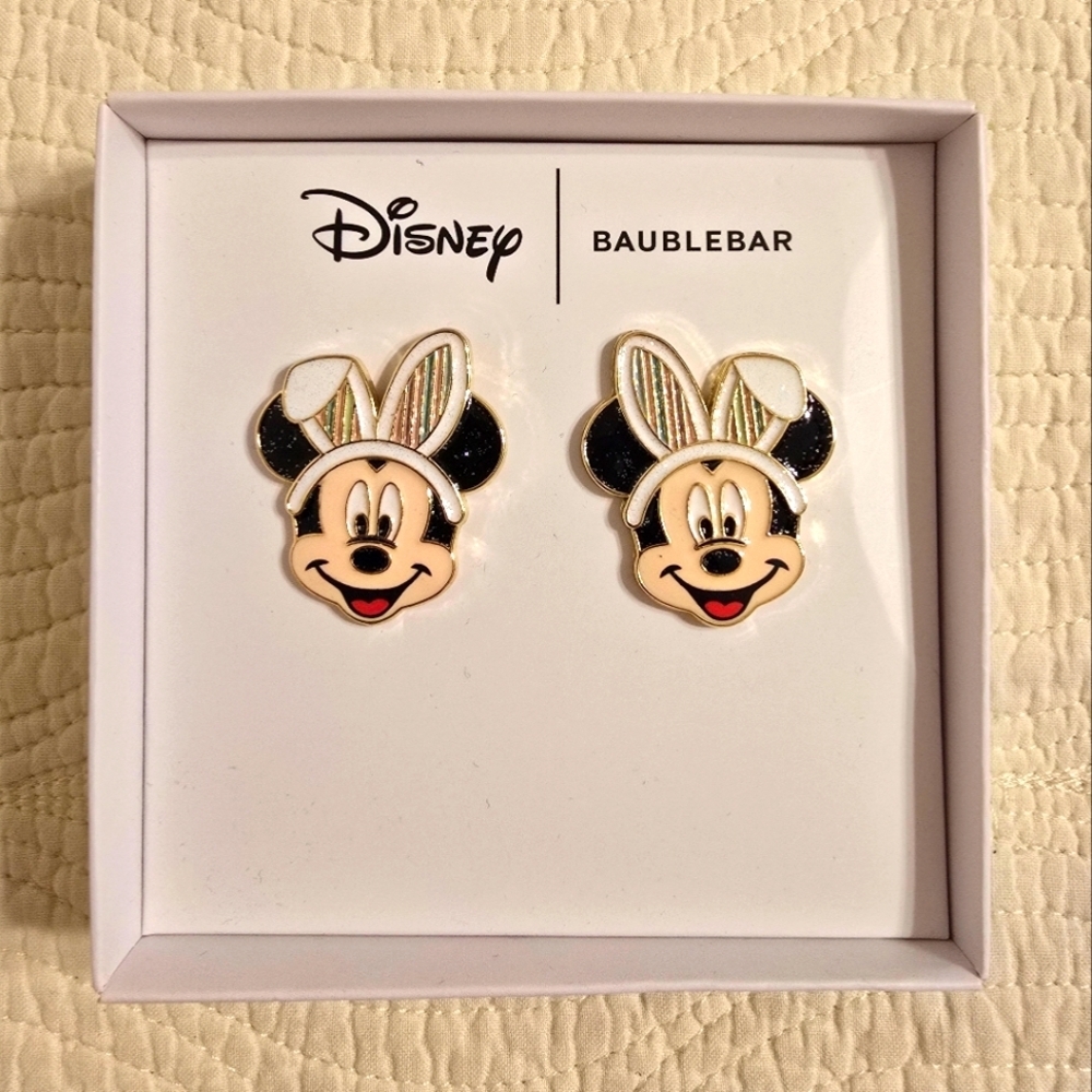 NIB BaubleBar A Mickey Mouse With Easter Bunny Ears Earrings